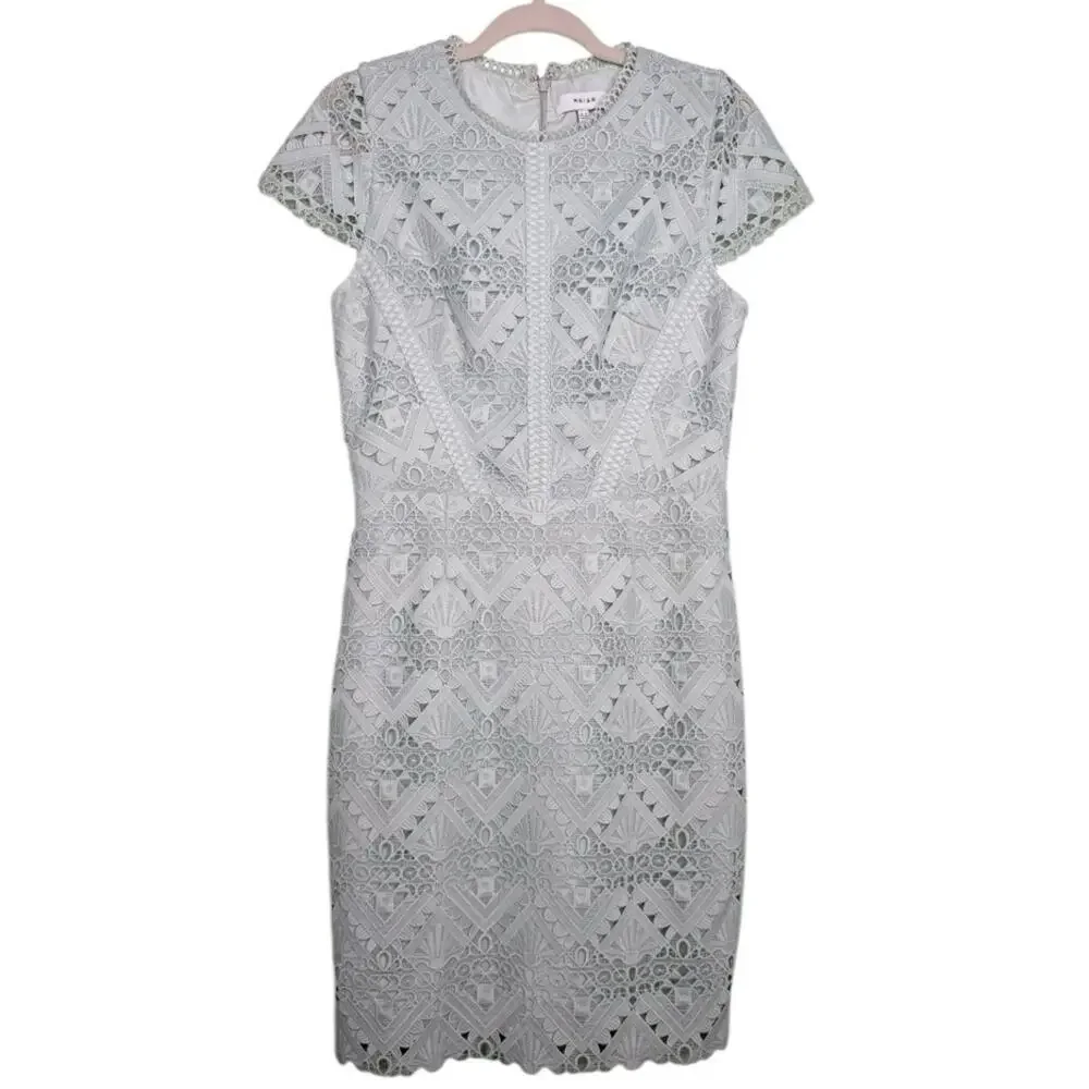 Reiss Liza Cap Sleeve Lace Dress in Sage Green Mint Green Dress Size 8